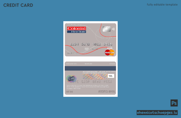 Beispielvorschau für eine Mastercard der Colonial First State Bank aus Australien